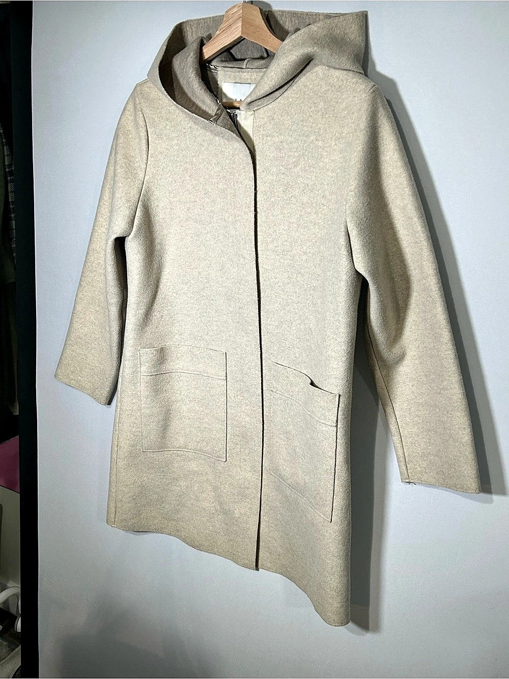 YAYA Oatmeal Hooded Zip Coat with Patch Pockets – EU 36/US Small - Picture 3 of 9